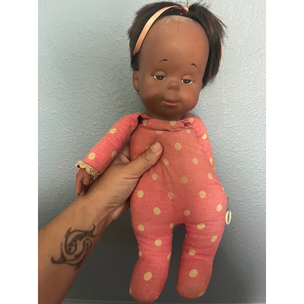 Vintage 1964 Mattel Drowsy Doll Black African American Pink Polka Dot Sleeper